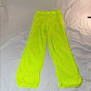 SHEIN Neon Yellow Lacey Sheer Flowy Pants